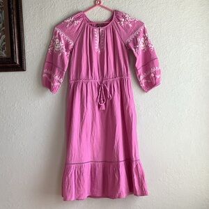 Style & Co. Pink Midi Dress with White Embroidery